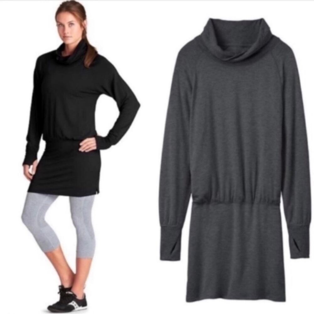 ATHLETA | Women's Duran Tunic Drop Waist Thumb Slits 964416 Size Large Charcoal